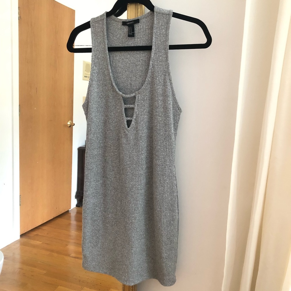 Ribbed grey bodycon dress